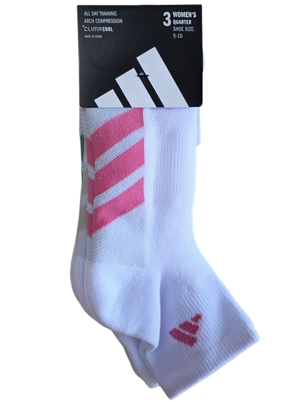 Adidas All Day Training Arch Compression Climacool Quarter Socks 3 Pack Womens
